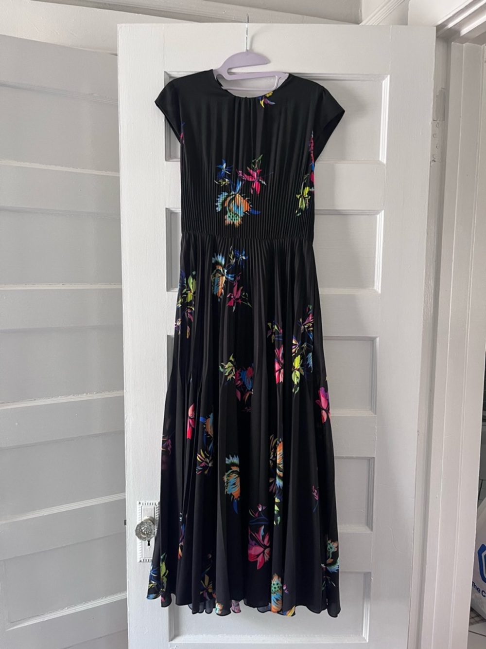 JASON WU COLLECTION BLACK PRINT PLEATED DRESS